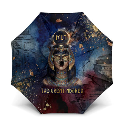 Mut Umbrella The Lioness of Thebes Egyptian Goddess Cosmic Crown Adorned Warrior Queen Design