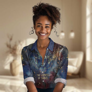 Mut Women Casual Shirt The Lioness of Thebes Egyptian Goddess Cosmic Crown Adorned Warrior Queen Design