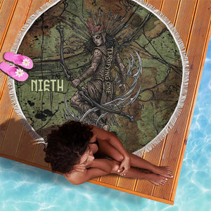 Neith Egyptian Beach Blanket War Goddess Terrifying One Dual Spears and Shield Battle Worn