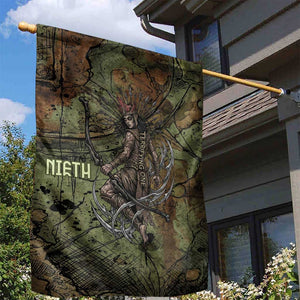 Neith Egyptian Garden Flag War Goddess Terrifying One Dual Spears and Shield Battle Worn