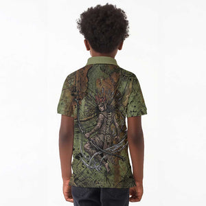 Neith Egyptian Kid Polo Shirt War Goddess Terrifying One Dual Spears and Shield Battle Worn