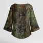 Neith Egyptian Kimono Sleeve Blouse War Goddess Terrifying One Dual Spears and Shield Battle Worn