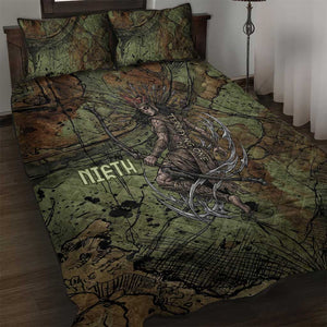 Neith Egyptian Quilt Bed Set War Goddess Terrifying One Dual Spears and Shield Battle Worn