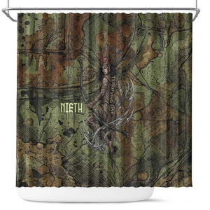Neith Egyptian Shower Curtain War Goddess Terrifying One Dual Spears and Shield Battle Worn