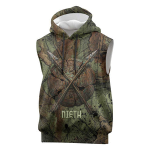 Neith Egyptian Sleeveless Hoodie War Goddess Terrifying One Dual Spears and Shield Battle Worn