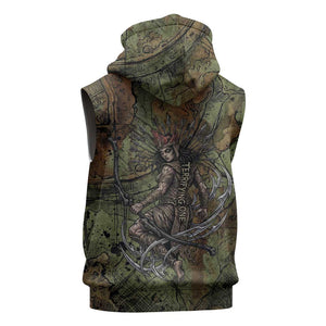 Neith Egyptian Sleeveless Hoodie War Goddess Terrifying One Dual Spears and Shield Battle Worn