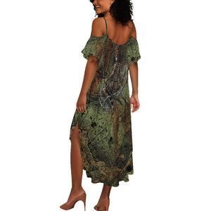 Neith Egyptian Summer Maxi Dress War Goddess Terrifying One Dual Spears and Shield Battle Worn