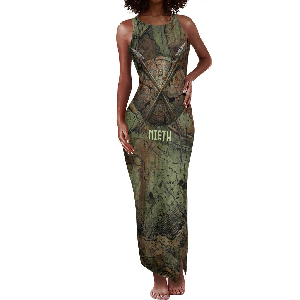 Neith Egyptian Tank Maxi Dress War Goddess Terrifying One Dual Spears and Shield Battle Worn