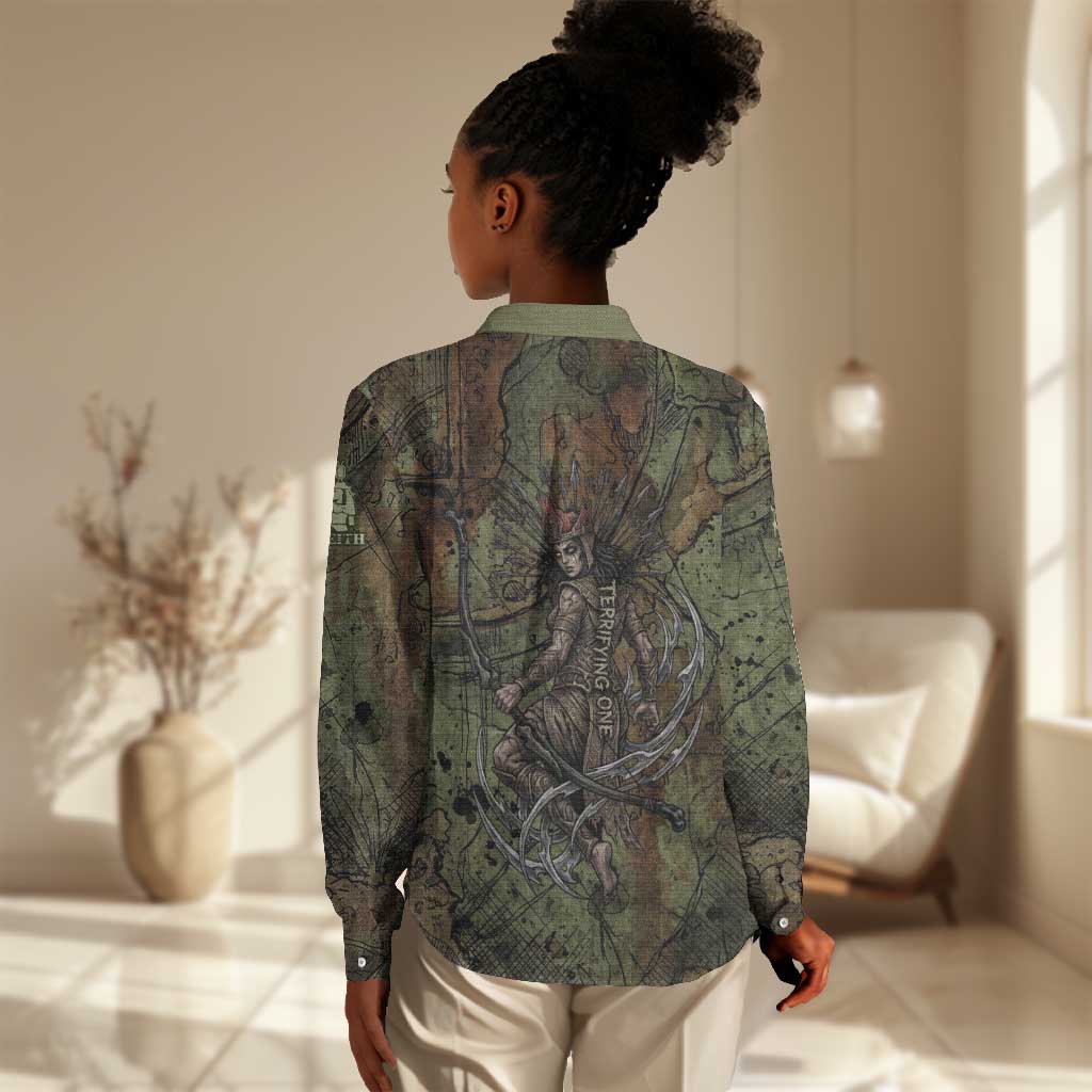 Neith Egyptian Women Casual Shirt War Goddess Terrifying One Dual Spears and Shield Battle Worn