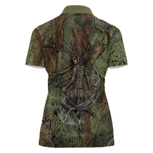 Neith Egyptian Women Polo Shirt War Goddess Terrifying One Dual Spears and Shield Battle Worn