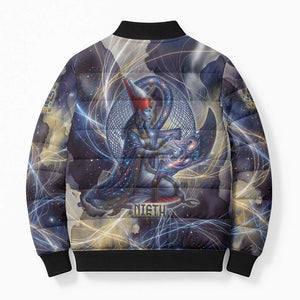 Neith Egyptian Bomber Puffer Jacket Goddess Mother of All Cosmic Threads
