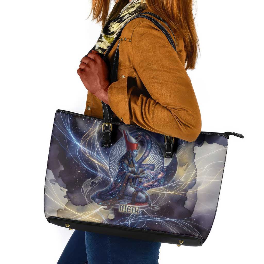 Neith Egyptian Leather Tote Bag Goddess Mother of All Cosmic Threads
