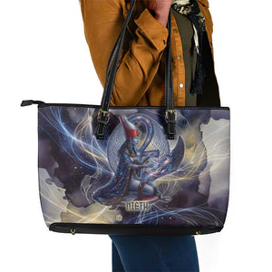 Neith Egyptian Leather Tote Bag Goddess Mother of All Cosmic Threads