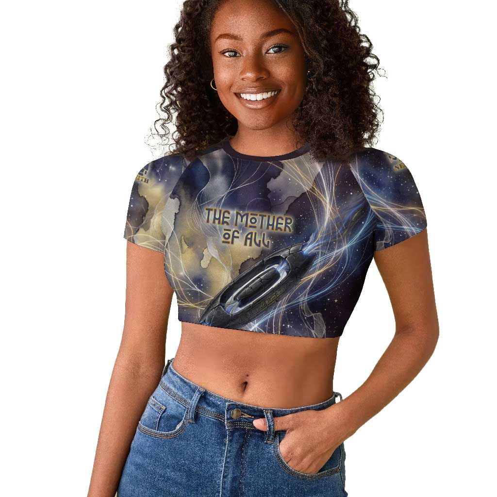 Neith Egyptian Raglan Cropped T shirt Goddess Mother of All Cosmic Threads
