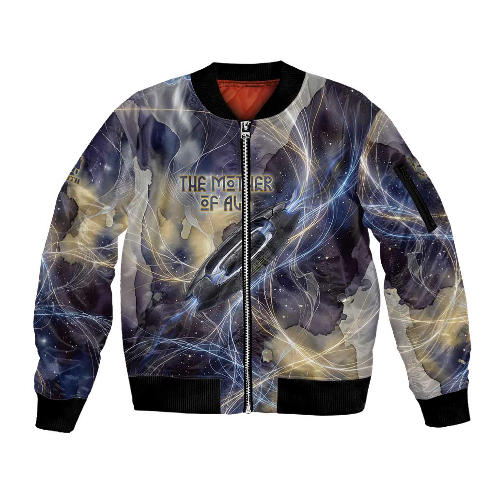 Neith Egyptian Sleeve Zip Bomber Jacket Goddess Mother of All Cosmic Threads
