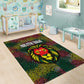 Togo Area Rug Red Lion Head Design and Traditional African Pattern