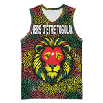 Togo Basketball Jersey Red Lion Head Design and Traditional African Pattern - African Pride