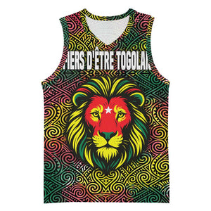 Togo Basketball Jersey Red Lion Head Design and Traditional African Pattern - African Pride
