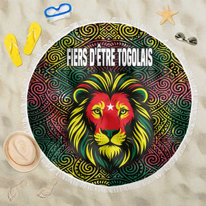 Togo Beach Blanket Red Lion Head Design and Traditional African Pattern