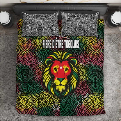 Togo Bedding Set Red Lion Head Design and Traditional African Pattern