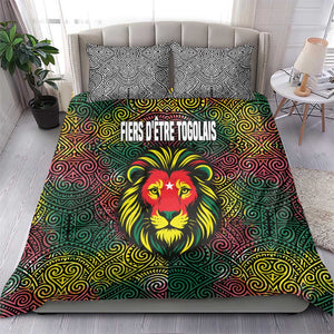 Togo Bedding Set Red Lion Head Design and Traditional African Pattern
