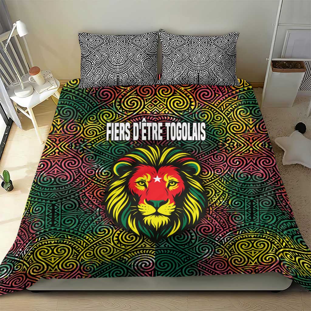 Togo Bedding Set Red Lion Head Design and Traditional African Pattern