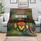 Togo Blanket Red Lion Head Design and Traditional African Pattern