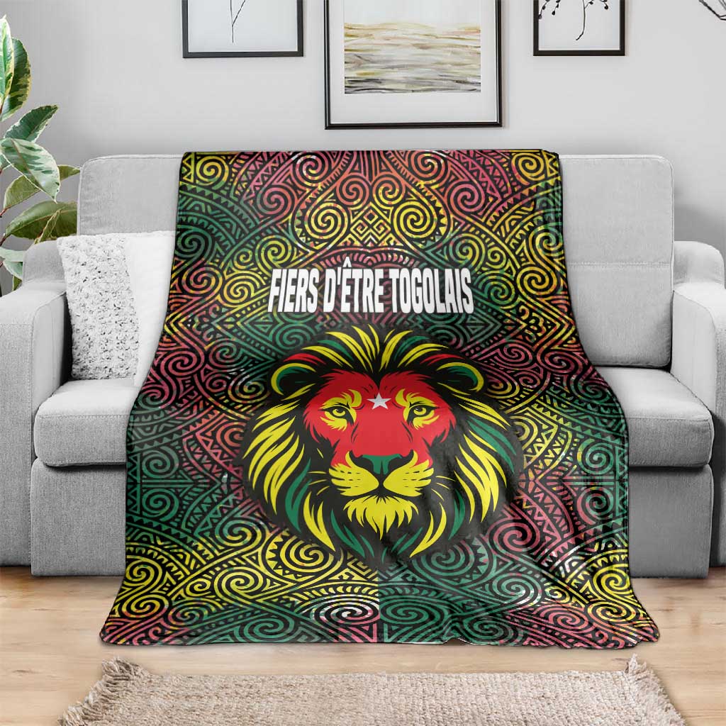 Togo Blanket Red Lion Head Design and Traditional African Pattern