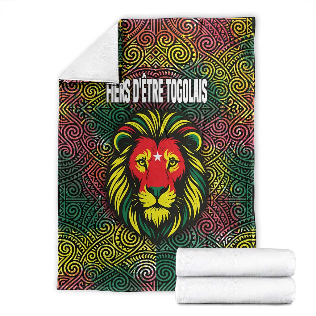 Togo Blanket Red Lion Head Design and Traditional African Pattern