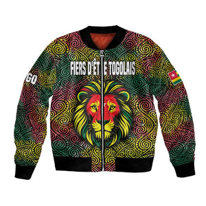 Togo Bomber Jacket Red Lion Head Design and Traditional African Pattern