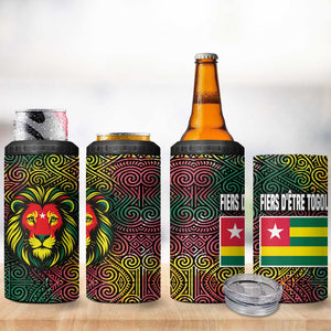 Togo 4 in 1 Can Cooler Tumbler Red Lion Head Design and Traditional African Pattern