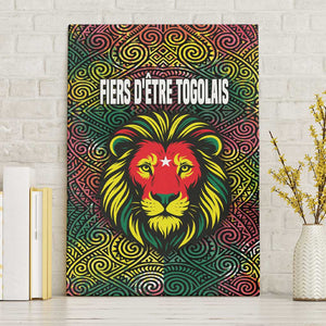 Togo Canvas Wall Art Red Lion Head Design and Traditional African Pattern