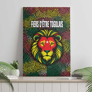 Togo Canvas Wall Art Red Lion Head Design and Traditional African Pattern