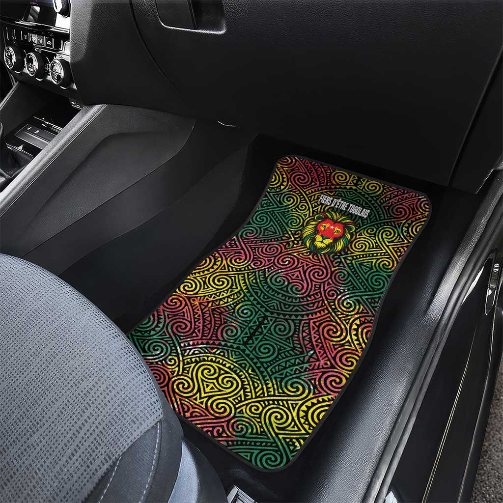 Togo Car Mats Red Lion Head Design and Traditional African Pattern