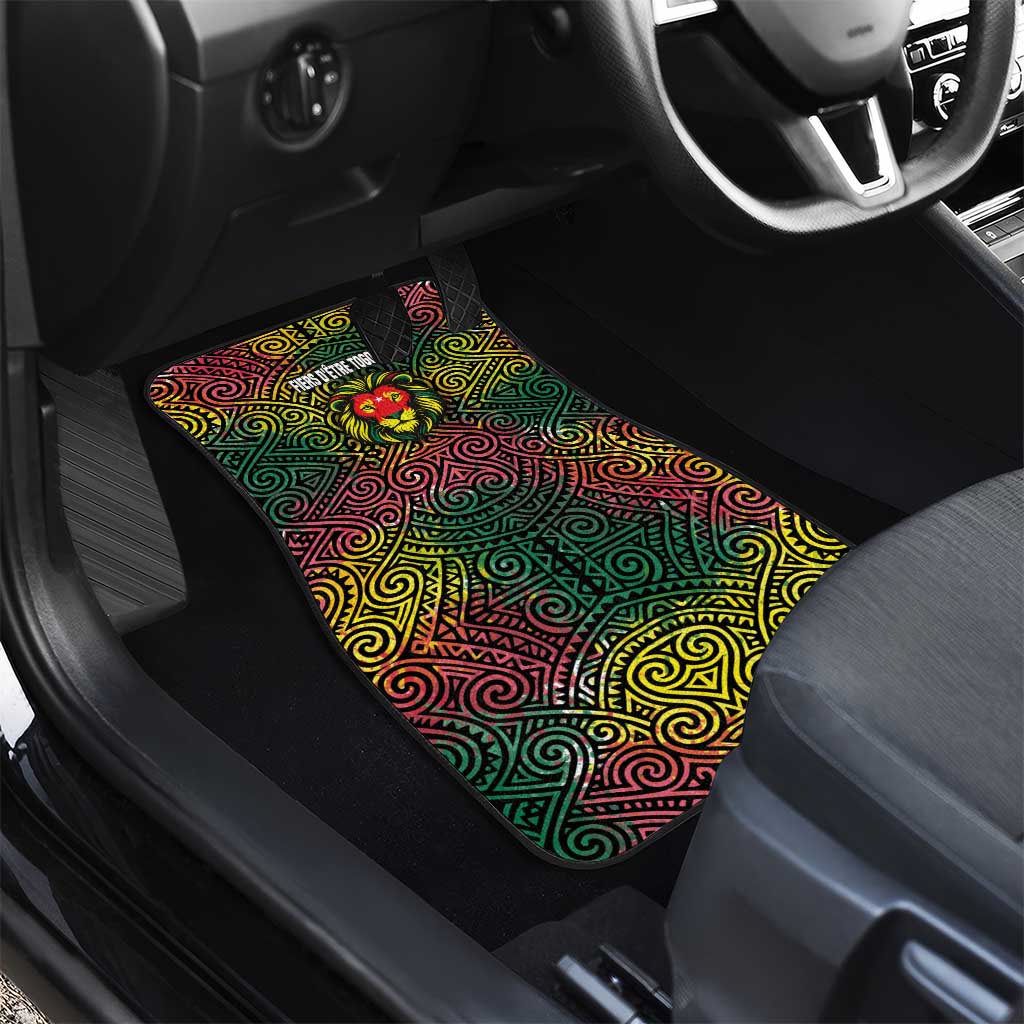 Togo Car Mats Red Lion Head Design and Traditional African Pattern