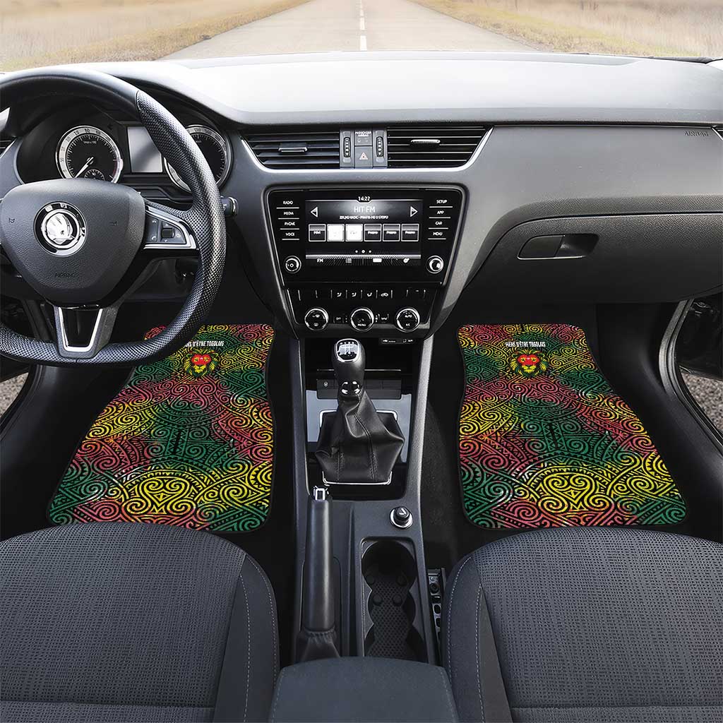 Togo Car Mats Red Lion Head Design and Traditional African Pattern