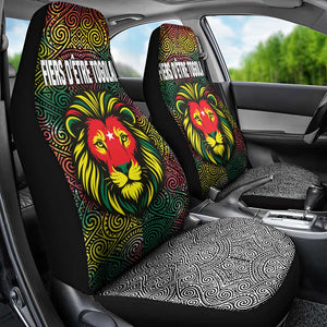 Togo Car Seat Cover Red Lion Head Design and Traditional African Pattern