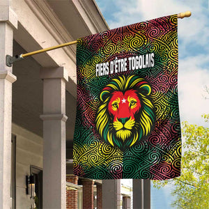 Togo Garden Flag Red Lion Head Design and Traditional African Pattern