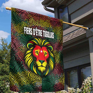 Togo Garden Flag Red Lion Head Design and Traditional African Pattern