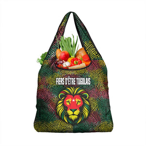 Togo Grocery Bag Red Lion Head Design and Traditional African Pattern