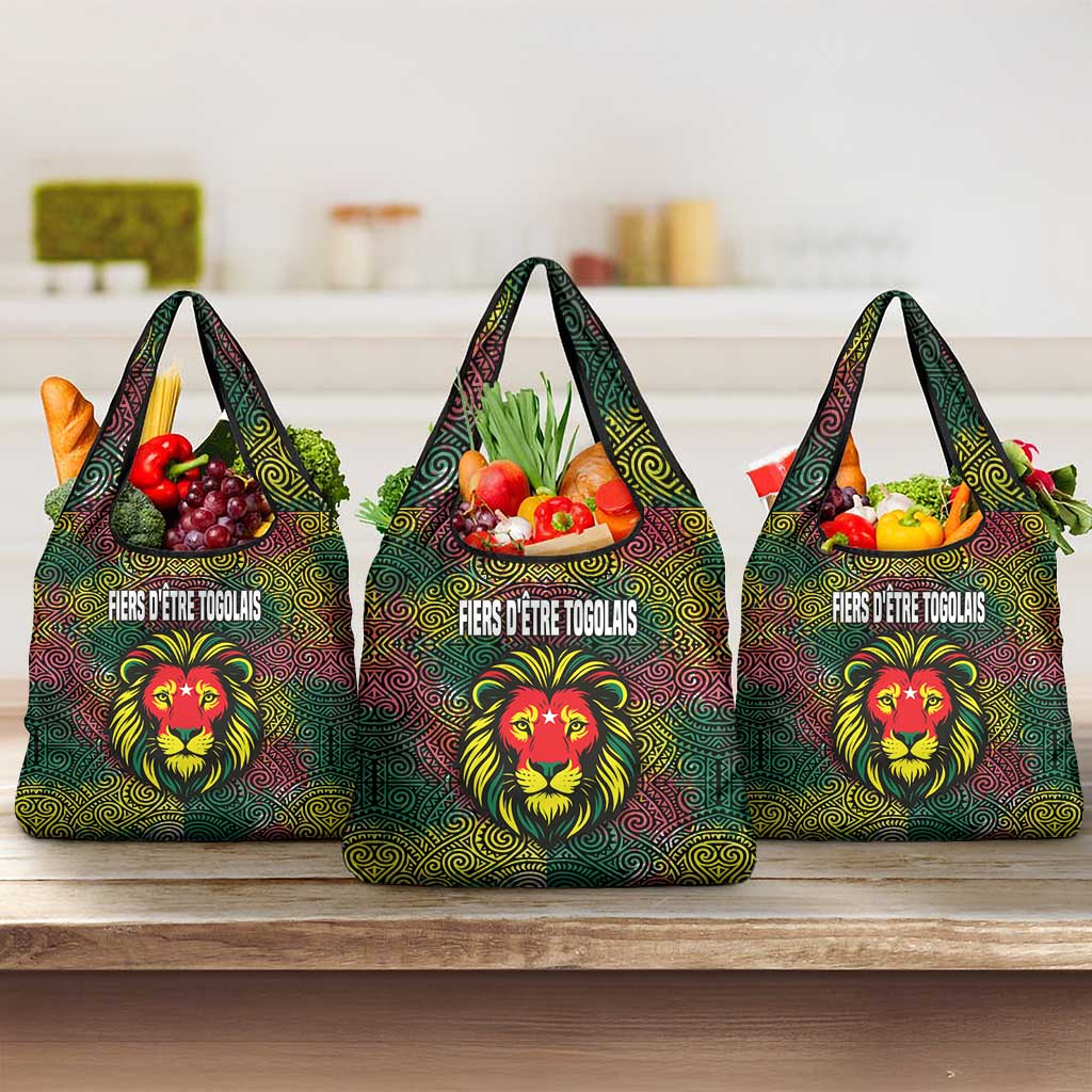 Togo Grocery Bag Red Lion Head Design and Traditional African Pattern