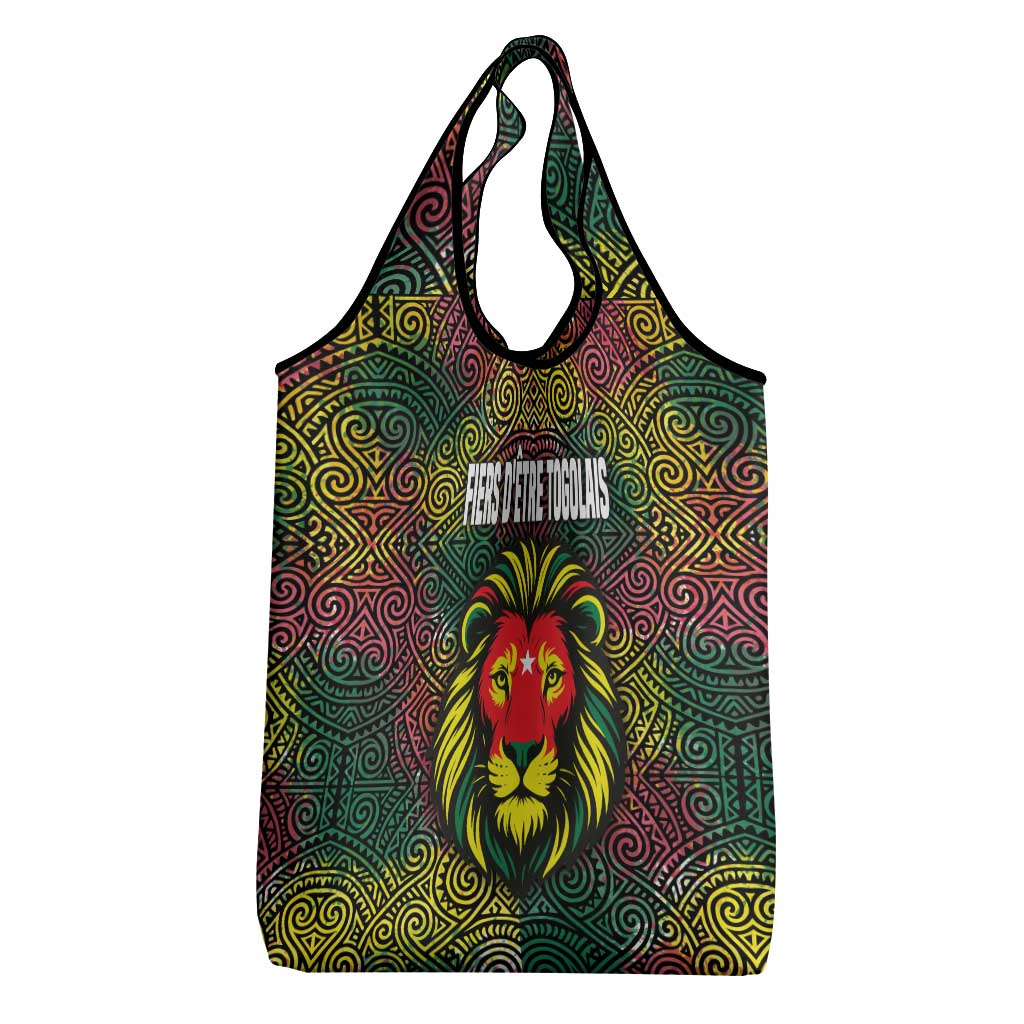 Togo Grocery Bag Red Lion Head Design and Traditional African Pattern