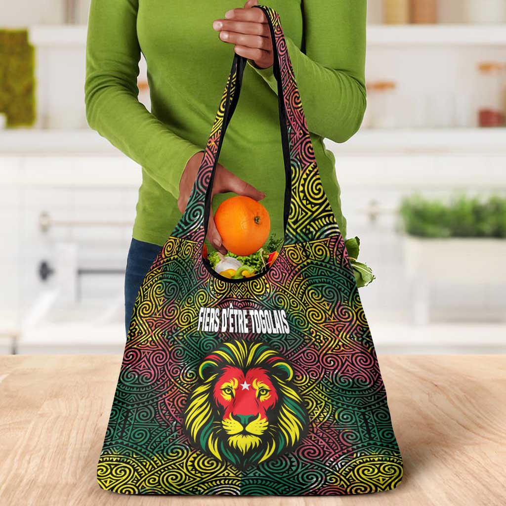 Togo Grocery Bag Red Lion Head Design and Traditional African Pattern