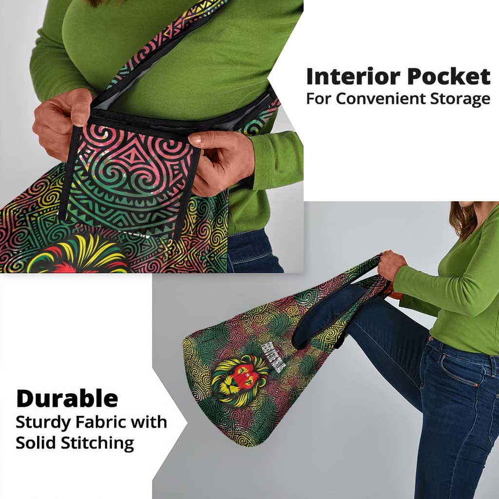 Togo Grocery Bag Red Lion Head Design and Traditional African Pattern