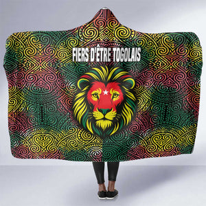 Togo Hooded Blanket Red Lion Head Design and Traditional African Pattern