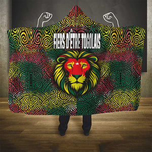 Togo Hooded Blanket Red Lion Head Design and Traditional African Pattern