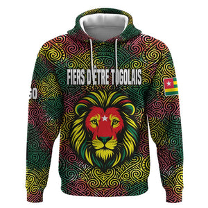 Togo Hoodie Red Lion Head Design and Traditional African Pattern