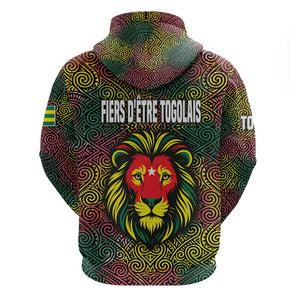 Togo Hoodie Red Lion Head Design and Traditional African Pattern