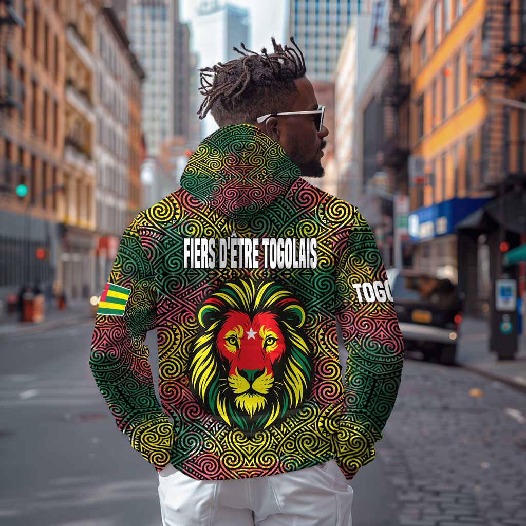 Togo Hoodie Red Lion Head Design and Traditional African Pattern