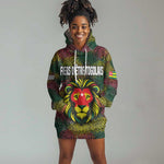 Togo Hoodie Dress Red Lion Head Design and Traditional African Pattern